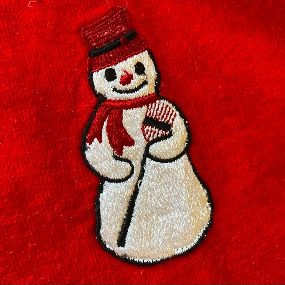 Vintage Red Snowman Embroidered Towel